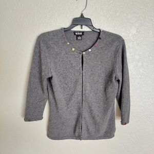 111 State Cashmere Eyes Hook Button Accent Cardigan Sz S